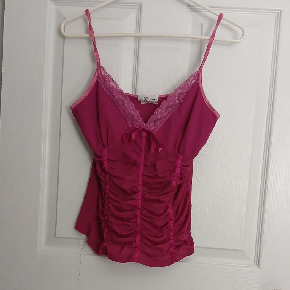 Women's Pink Lace Trim Top